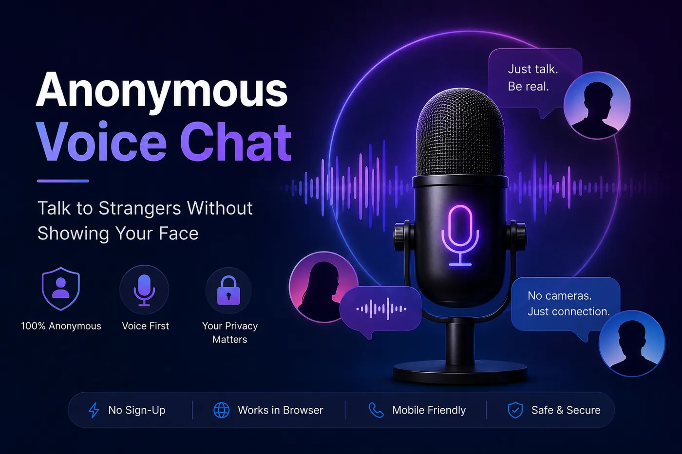 Anonymous voice chat and voice calls with strangers on TalknMeet